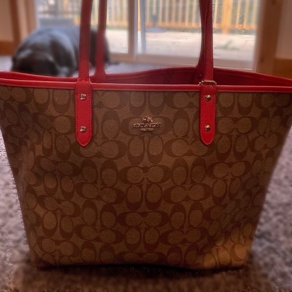 Coach Bags Orange Brown Reversible Coach Tote Poshmark